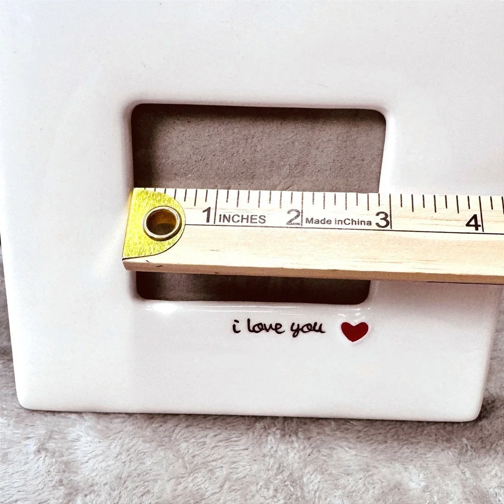 Russ White Ceramic I Love You Heart Love‎ Picture Frames Set of 2 Romantic Decor